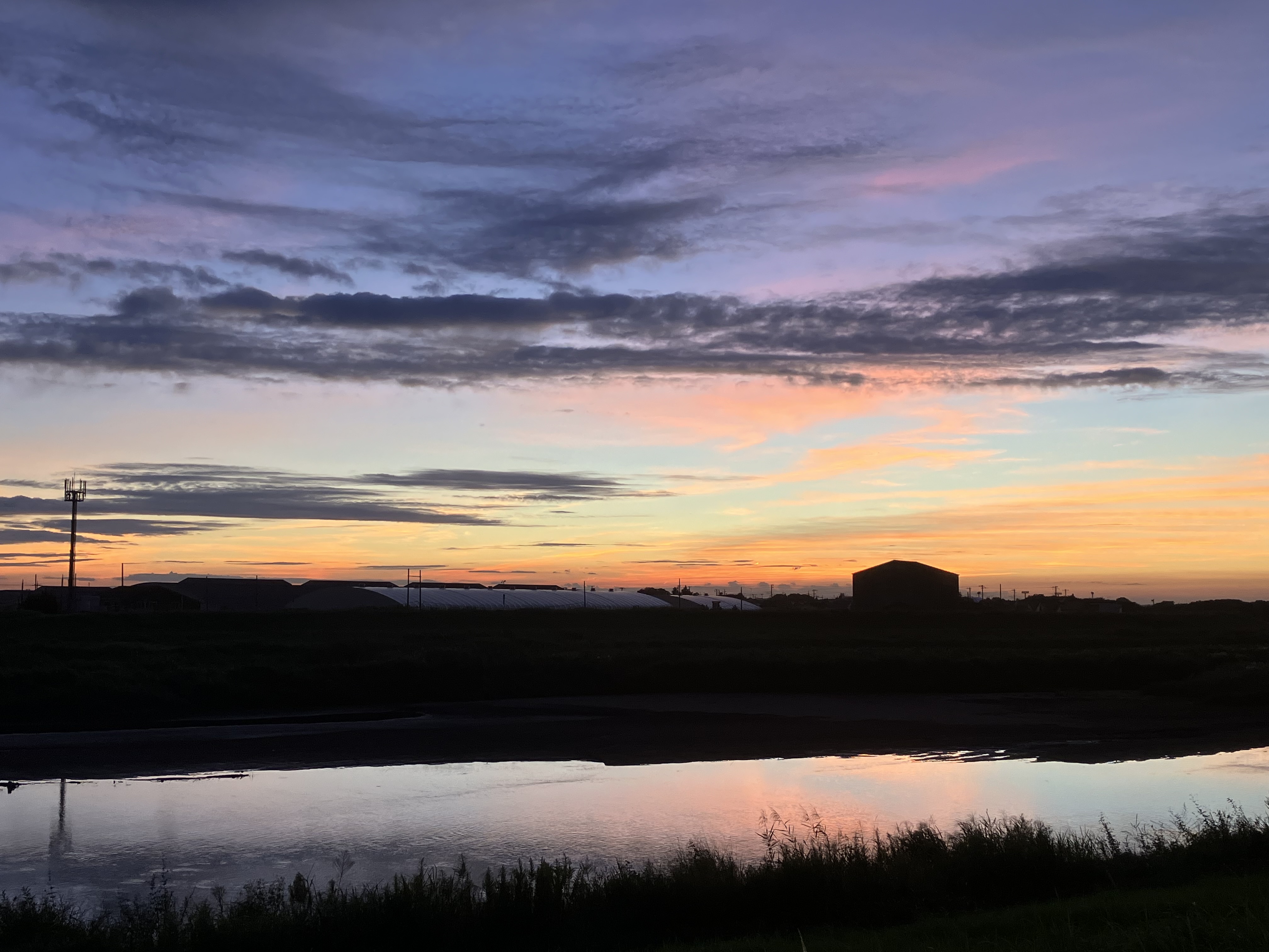 小貝川堤防上からの夕空撮